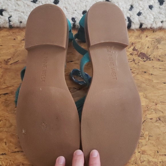 Turquoise Nine West Tassle Sandals - Picture 3 of 4
